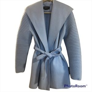 Sentaler Alpaca Wrap Coat With Ribbed Sleeves XL